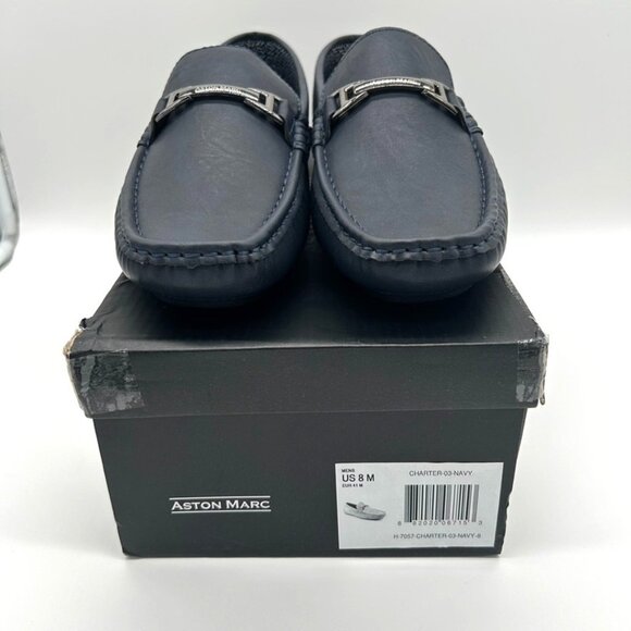 Aston Marc Shoes Men's Size 8M Charter Bit Loafers Navy Open Box - Picture 2 of 8